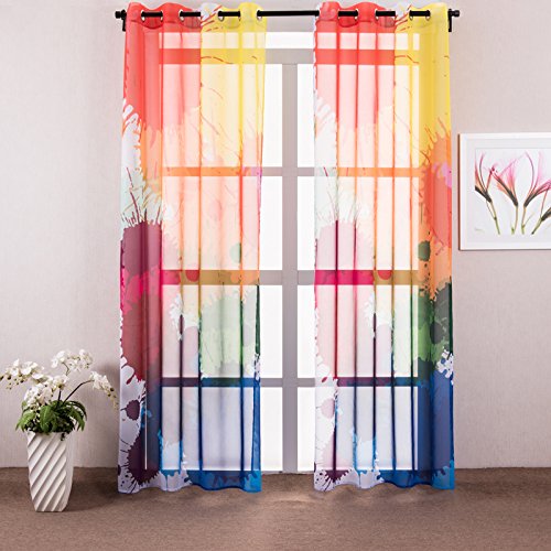 Amazon | カラフルレースカーテン(2枚組) (140cmx220cm) [並行